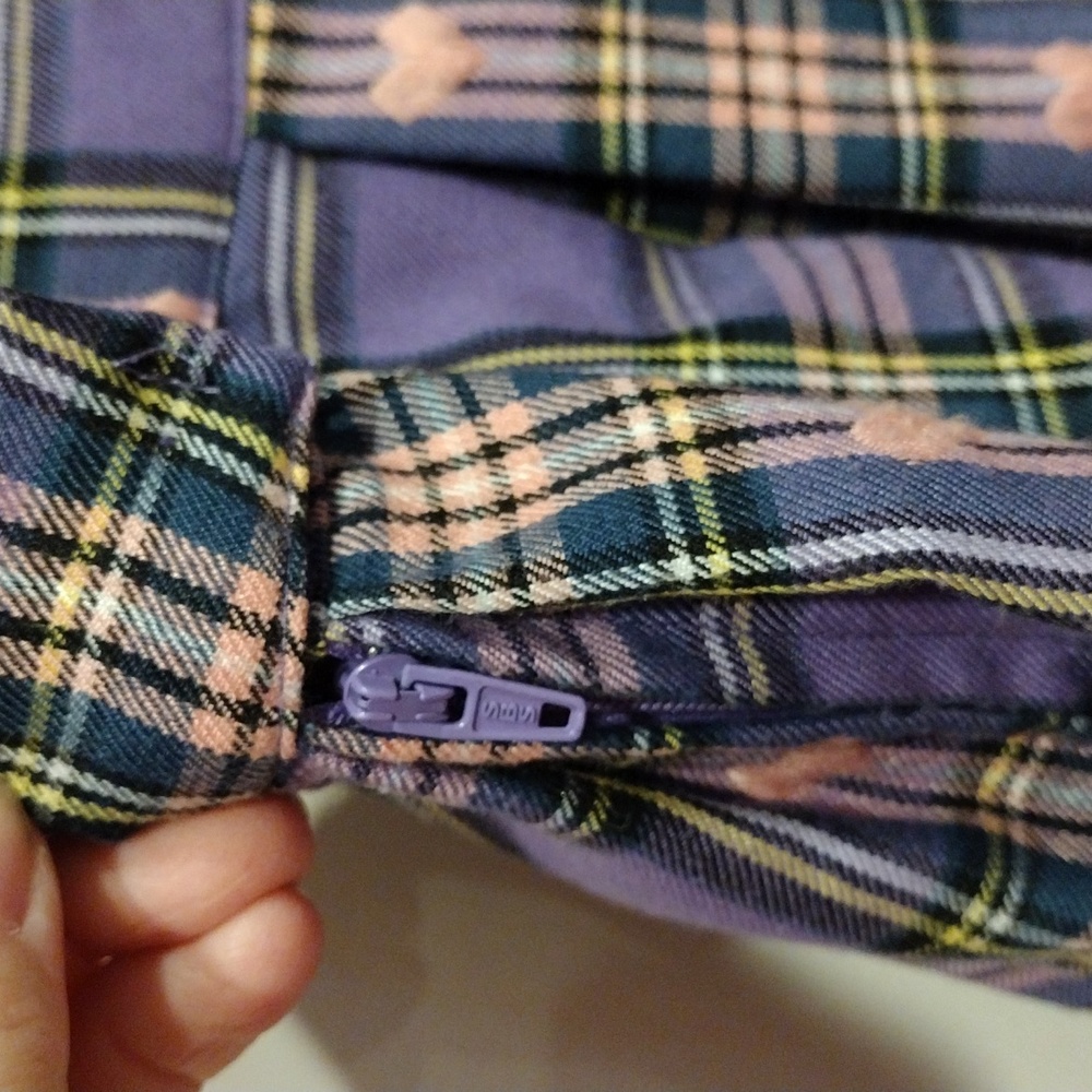 Hot Topic Purple & Pink Pastel Plaid Embroidered Heart Mini Skirt Sz XL-Harajuku - Picture 4 of 5